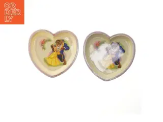 Hjerteformede fade med Skønheden og Udyret motiv fra Disney (str. 21 cm)