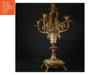 Antik guldtonet lysestage (str. 55 cm. x 25 cm)