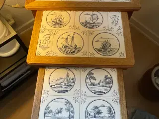 Teaktræ indskudsbord. 3 borde med flotte Hollandsk