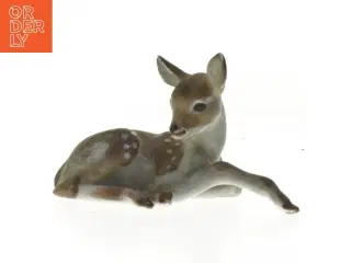 Keramikfigur af en siddende rådyr (str. 12,5x6,5 cm)