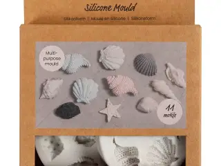 Silikoneform, Søstjerne, konkylie, muslingeskal, H: 0,3-1 cm, L: 1,3-3,3 cm, 2stk./ 1 pk.