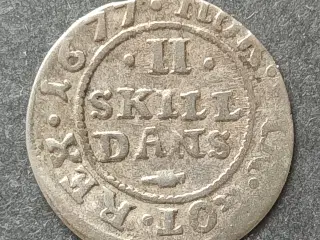 Danmark Christian den 5. 2 Skilling 1677