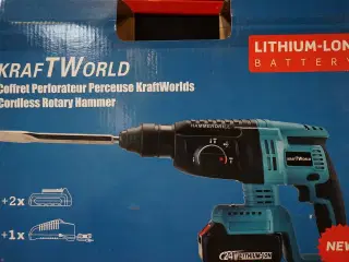Kraft World trådløs slag/borehammer med to mejsler 24V