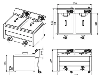  Elektrisk Friture 2x 8 L – 2x 3kW – 230V