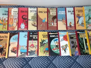 Tintin tegneseriehæfter indbundet.