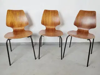⭐️- 3 stk. Retro Skalstole i Teaktræ