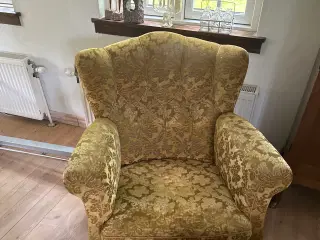 Sofa og stol gammel antik karrygul