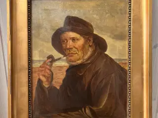 Maleri i bred guldramme - Vintage