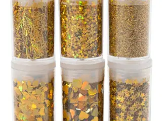 Bio-glimmer &amp; Pailletter, guld, 6x7ml/ 1 pk.