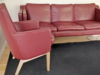 Læder sofa og stol 