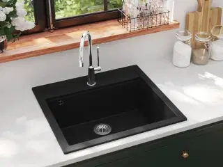 Køkkenvask enkelt vask granit sort