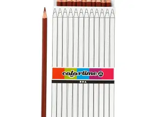 Colortime Farveblyanter, L: 17 cm, mine 3 mm, brun, 12stk./ 1 pk.