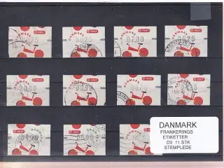 Danmark - Frankeringsetiketter  D 3 - 11 Stk. Stemplede