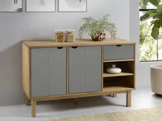 Skænk 114x43x73,5 cm massivt fyrretræ brun og grå