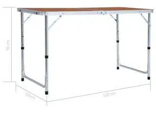 Foldbart campingbord aluminium 120 x 60 cm