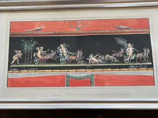 Vintage Italiensk akvarel fra Pompeji 