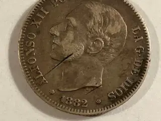 2 Pesetas 1882 Spain