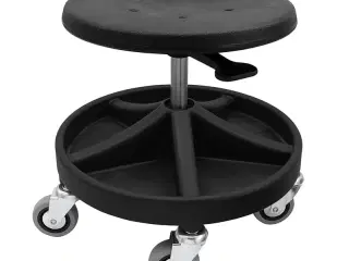 Montørstol/Taburet med sæde i PU-skum, fodkryds med 5 rum, 5xØ75 hjul og højde 540-795 mm (SORT)