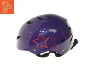 Børnecykelhjelm i lilla med stjernemotiv (str. størrelse 52-55, ø 21 cm)