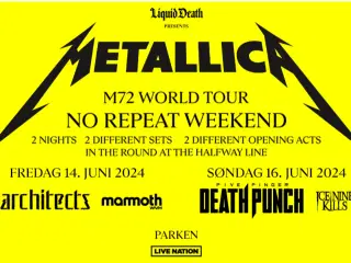 2 dags billet til Metallicas M72 Tour i Parken