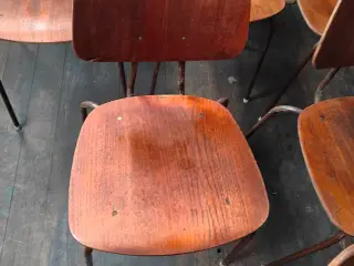 6+1 renoverede teak skole stole 