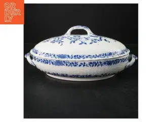 Oval porcelænsfad med låg (str. 26x17 cm)