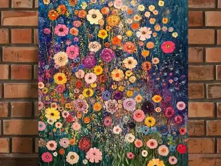 * Lærredsmaleri; Blomster - af Gustav Klimt