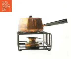 Kobber fondue sæt (str. 19 cm x 16,5 cm, og. ø. 15 cm)