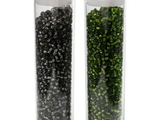 Rocaiperler, diam. 1,7 mm, str. 15/0, hulstr. 0,5-0,8 mm, græsgrøn, grågrøn, 2x7g/ 1 pk.