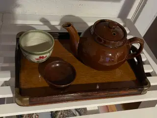 Vintage bakke, 70'er tekande og lille træskål