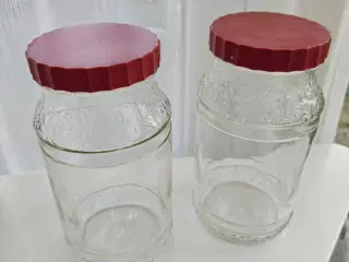 2 store glaskrukker, evt til mad