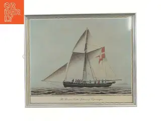 Indrammet billede af skib (str. 36x30 cm)