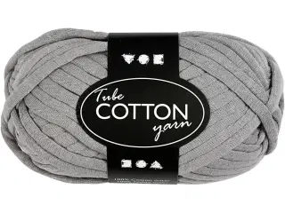 Grå Tubegarn 45 M - 100% Bomuld til Strik og Hækling