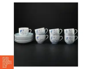 Dementer blå kornblomst Porcelænskopper og tallerkener fra B&G (str. Ø. 14 cm. h. 6 cm ø. 7 cm)