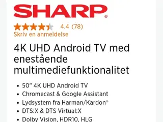 SHARP 50" 4K ANDROID TV