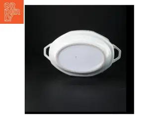 Floral porcelæn serveringsskål med låg (str. 34 x 20 cm)