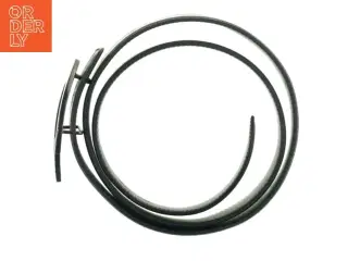 Sort læderbælte med metalspænde G (Guardiani) (str. 90 cm)
