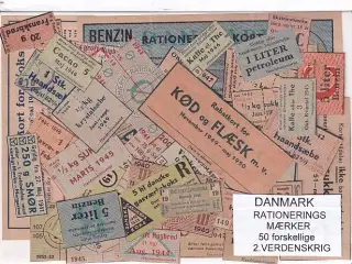 Danmark Rationeringsmærker  - 2. Verdens Krig 50 stk.