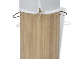Vasketøjskurv bambus rund naturfarvet
