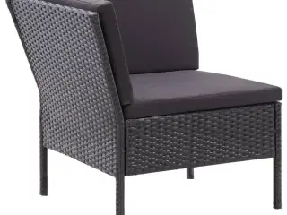 Haveloungesæt 3 dele med hynder polyrattan sort