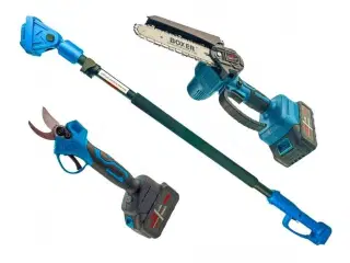 Teleskop kædesav og grensaks.