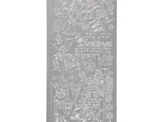 Stickers, lanterner, ark 10x23 cm, sølv, 1 ark