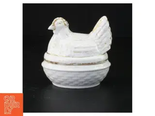 Porcelænsfigur lågskål af en høne  (str. 12 x 9 x 11 cm)