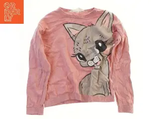 Langærmet lyserød bluse med kat fra H&M (str. 122)
