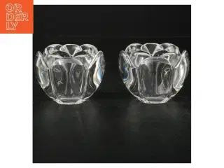 Gennemsigtig glas lysestage (str. H. 7 cm. ø. 9 cm)