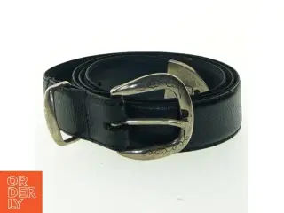 Sort/blåt læderbælte med metalspænde (str. 82 cm - første hul)