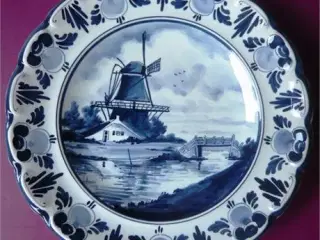 Delftsblauw - platte med hollandsk mølle