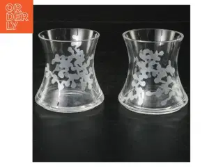 Gennemsigtige glasvaser med snefnugmønster (str. 7,5 cm, ø 6,5 cm)
