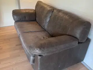 Brun lædersofa 