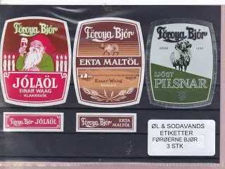 Øl og Sodavands Etiketter - Færøerne Bjørn - 3 Stk.